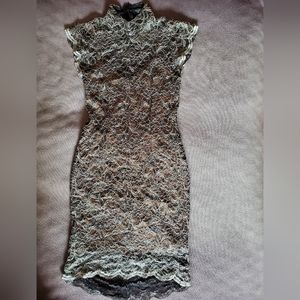 Miss Selfridge metallic guipure dress size 4